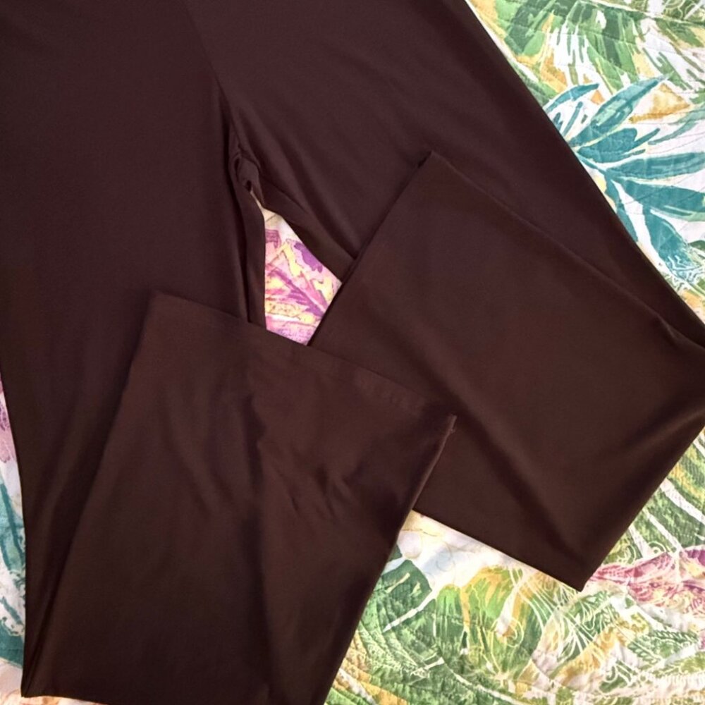Pyramid Collection Stretch Palazzo Wide Leg Pants Brown Sz L - Picture 8 of 8